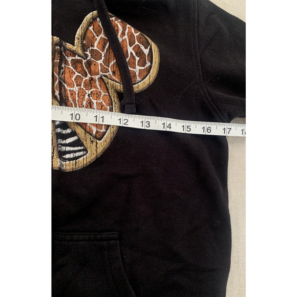 Disney Resort Hoodie Youth Small Black w Animal Print Mickey Mouse Sweatshirt - Picture 9 of 12